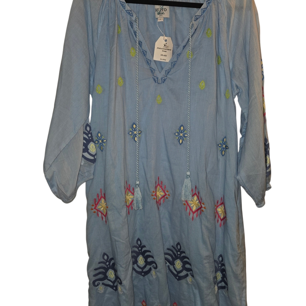 Chic Blue Embroidered Mini Dress - Picture 4 of 9